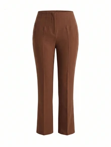 EURMUSE High Waist Cropped Suit Pants - Coklat - View 5