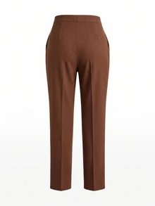 EURMUSE High Waist Cropped Suit Pants - Coklat - View 6