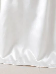 女童白色緞面公主印花露背長袖前綁帶長款睡衣家居服 - 白色 - 查看 4