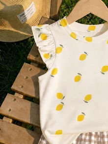 Baby Girl Casual Fashion Cute Flutter Sleeve Round Neck Top Suitable For Spring And Summer - Multicolor - View 3
