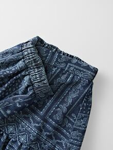 Breezaya Chân váy denim nữ họa tiết in toàn thân, cài nút trước, phong cách thường ngày đi du lịch - Rửa tối - Xem 4