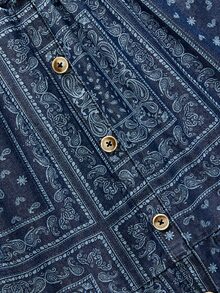 Breezaya Chân váy denim nữ họa tiết in toàn thân, cài nút trước, phong cách thường ngày đi du lịch - Rửa tối - Xem 3