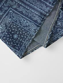 Breezaya Chân váy denim nữ họa tiết in toàn thân, cài nút trước, phong cách thường ngày đi du lịch - Rửa tối - Xem 5