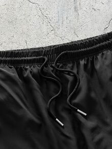 EVRINFINITE 1pc Men's Summer Thin Loose Running Outdoor Training Casual Long Pants, Striped Straight Leg Commuter Pants - Black - View 3