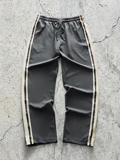 EVRINFINITE Men's Lightweight Summer Casual Pants, Simple Versatile Breathable Cool Colorblock Patchwork Sports Long Pants For Workout, Outdoor, Commute
