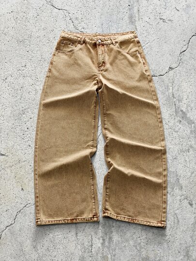 EVRINFINITE Grunge Goth Y2K Style Fashion Gothic Casual Straight Fit Streetwear Sports Academy Personalized Rock Young Pocket All Season Men's Denim Jeans