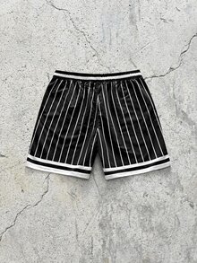 EVRINFINITE 男士夏季休闲迷彩印花抽绳腰带短裤，街头时尚 - 黑色 - 查看 2