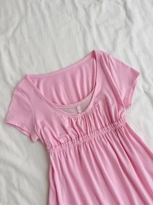 Attitoon 女款休閒復古娃娃洋裝短袖T恤，Y2K風格，夏季服飾 - 粉色 - 查看 4
