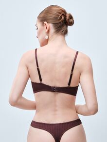 Softvol 1 Set Women Solid Color Floral Lace Lingerie Set - Redwood - View 2