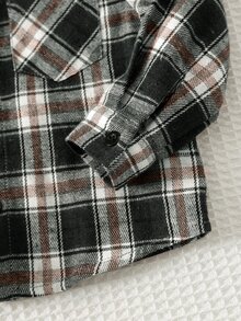 Cozy Pixies 男嬰英式復古風彩色格紋翻領長袖鈕扣襯衫外套 - 黑與白 - 查看 5