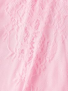SHEIN MOD Women's Summer Elegant Solid Color Lace Cami Short Dress - Pink - View 4