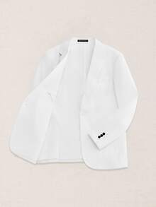 Suiteron Men's Solid Color Lapel Neck Long Sleeve Single-Breasted Casual/Business Blazer, Formal - White - View 6