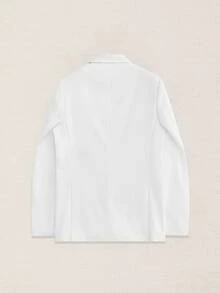 Suiteron Men's Solid Color Lapel Neck Long Sleeve Single-Breasted Casual/Business Blazer, Formal - White - View 9