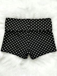 SHEIN Sparklyn Teen Girls Casual All-Match Versatile Daily Folded Waist Printed Super Short Knit Shorts 1 Random Piece - Black - View 2