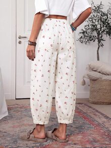 SHEIN Tall 女款全印花休閒百搭日常牛仔褲 - 白色 - 查看 2