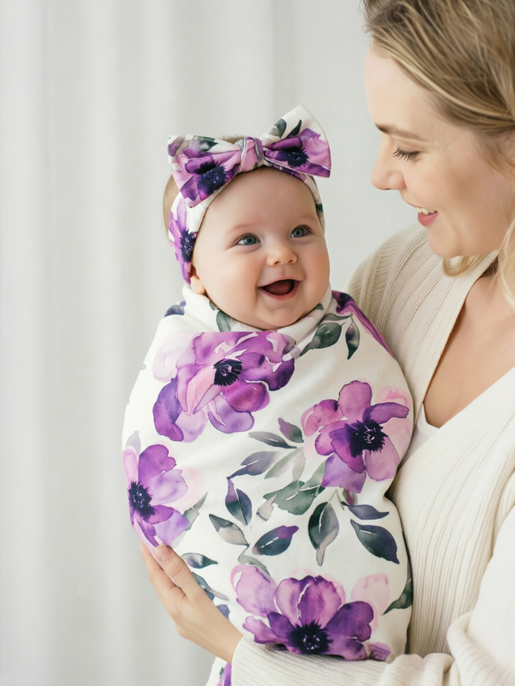 SHEIN Newborn Floral Print Simple Casual Photography Outfit Autumn Fall - Multicolor - View 1