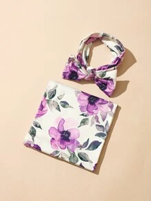 SHEIN 新生兒花卉印花簡約休閒攝影套裝 秋季 - 彩色 - 查看 7