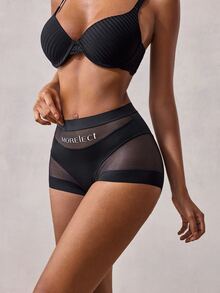 Veilyse 1pc High Waist Shaping Women's Panty, Breathable Mesh, Cross Tummy Control, Seamless Ice Silk, Slimming & Lifting - Black - View 6
