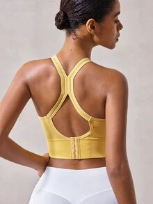 Veilyse Women's Seamless Wire-Free Sports Bra With Wide Strap, Comfortable And Breathable - Yellow - View 3