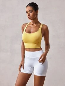 Veilyse Women's Seamless Wire-Free Sports Bra With Wide Strap, Comfortable And Breathable - Yellow - View 5