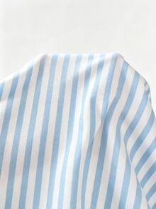 GlowEve 女士夏季休闲条纹吊带背心和迷你裙两件套 - 藍白色 - 查看 1