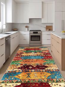 Kaymaz, Yıkanabilir, Dijital Baskılı Kilim, Yolluk, Mutfak Kilimi - Kırmızı gül - Görünüm 3