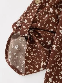 Rusticease Plus Size Women's All-Over Print Top And Pants Casual Daily 2 Pieces Set Fall - Brown - View 6