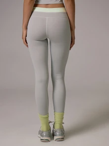Musera Sport Contrast Colour Dipped V Front Fitted Active Coord Leggings Gym Pilates Daily Running - Light Grey - View 5
