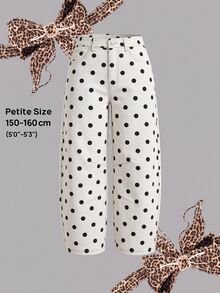 SHEIN PETITE 女款波點圖案口袋錐腳休閒牛仔褲 秋季 - 彩色 - 查看 2