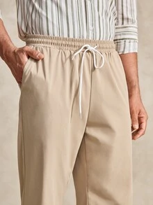 Courvante Men's Solid Color, Long Sleeve Double Pocket Jacket Drawstring Elastic Waist Pants, Suitable For Self-Wear Or Gift To Friends - Khaki - View 7