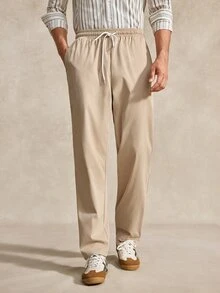 Courvante Men's Solid Color, Long Sleeve Double Pocket Jacket Drawstring Elastic Waist Pants, Suitable For Self-Wear Or Gift To Friends - Khaki - View 6