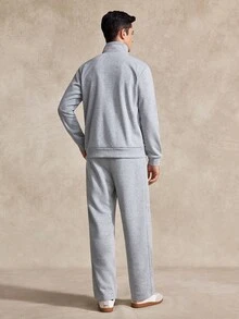 Courvante Long Sleeve Men's Sports Casual Jacket & Pants Set, Tennis, Fall - Grey - View 2