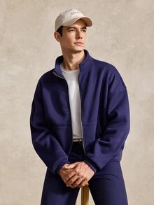 Courvante 男士休閒拉鍊連帽外套，秋季長袖上衣，春夏秋冬通用，復古街頭風，適合派對、聖派翠克節、外出與網球運動 - 藍寶石 - 查看 5