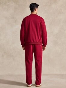 男士休闲纯色拉链外套和裤子套装，秋季男士休闲西装，男士两件套休闲套装，酒红色男士西装，男士运动套装，男士慢跑套装，复古风格，适合日常休闲、周末旅行、户外活动、探险旅行、轻松的工作环境或半正式场合，可作为男友/丈夫礼物，周年纪念/生日礼物，派对、圣诞节、新年、婚礼等场合适用。 - 葡萄酒 - 查看 2