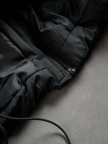 PAVTROS Men's Letter Pattern Zipper Casual Daily Winter Cotton Padded Vest, Goth, Gym - Black - View 6
