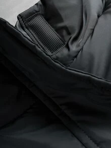 PAVTROS Men's Letter Pattern Zipper Casual Daily Winter Cotton Padded Vest, Goth, Gym - Black - View 4