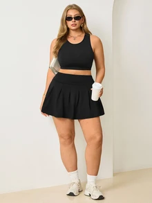 Velisys Velisys Women's Plus Size Solid Color Cropped Sports Tank Top - Black - View 4