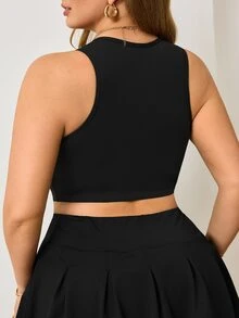 Velisys Velisys Women's Plus Size Solid Color Cropped Sports Tank Top - Black - View 2