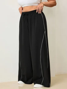 Velisys Velisys Women's Plus Size Colorblock Trim Athletic Pants - Black - View 4
