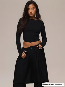 MUSERA Black Sheer Back Cut Out Long Sleeve Top Summer Holiday Ibiza Festival Black Lotus - Black - View 2
