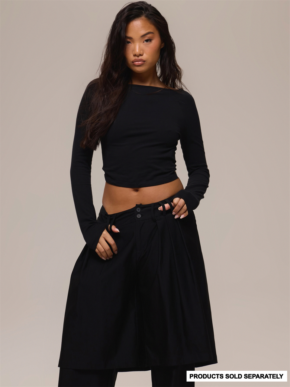 Schwarzes transparentes Langarm-Top mit Rückenausschnitt, Sommerurlaub Ibiza Festival schwarz Lotus