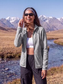 In My Nature Jaket Fleece Hangat Luar Ruangan Wanita Musim Gugur/Dingin - Purple - View 7