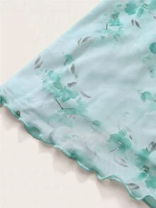 CovetEZ 女款全印花休閒日常迷你洋裝，適合夏季 - 綠色 - 查看 4