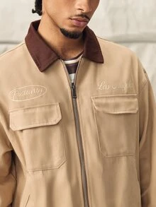 Norleigh Casual Minimalist Men's Single Jacket Work Jackets - Camel - View 5
