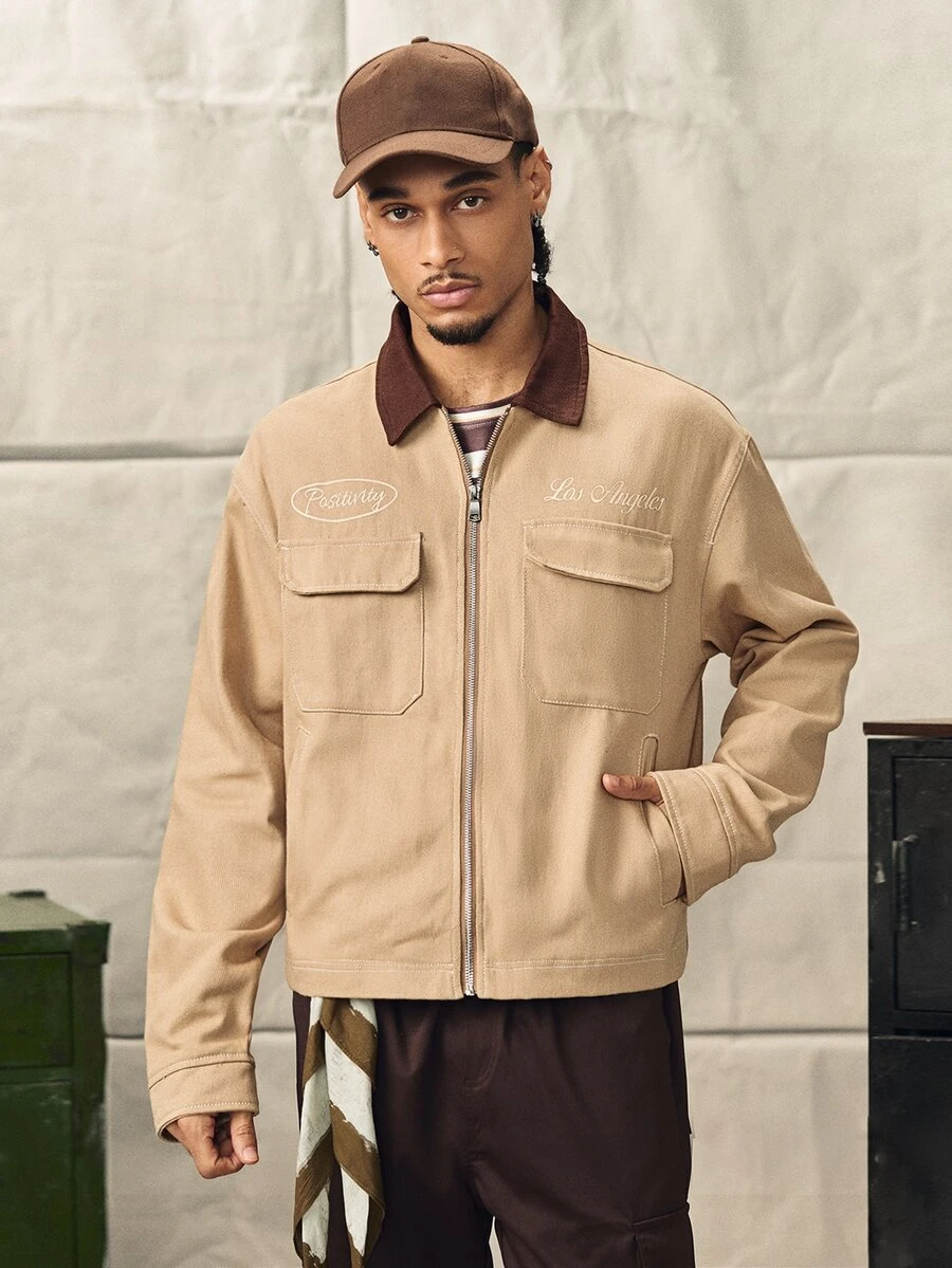 Norleigh Casual Minimalist Men's Single Jacket Work Jackets - Camel - View 1