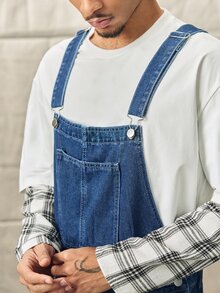 Norleigh 男士休闲户外牛仔背带裤 - 藍色 - 查看 6