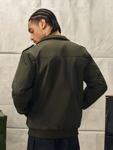 Norleigh Áo khoác nam casual nhiều túi đi dã ngoại leo núi, áo khoác bóng chày nhẹ tay dài mặc đi chơi, làm quà tặng, áo khoác đi làm - xanh quân đội - Xem 2