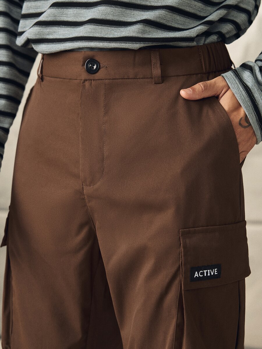 Norleigh Men Multi-Pocket Casual Fashion Straight-Leg Utilitarian American Style Cargo Pants, Fall - Coffee Brown - View 1