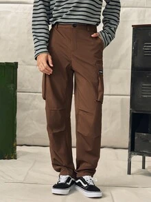 Norleigh 男士多口袋休闲时尚直筒实用美式工装裤，秋季 - 咖啡棕 - 查看 8