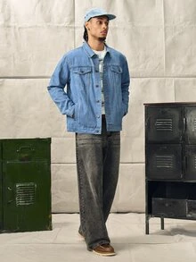 Norleigh 男士长袖经典百搭修身牛仔夹克，秋季款 - 淺色水洗藍 - 查看 12
